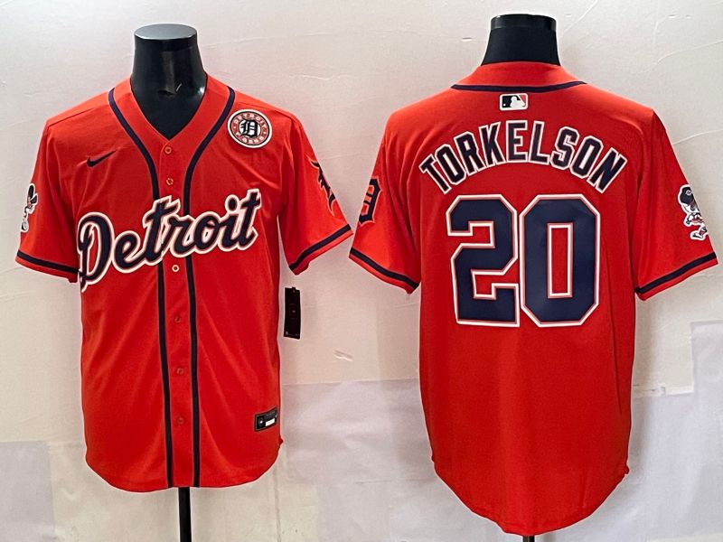 Men 2025 Detroit Tigers 20 Torkelson Orange Nike MLB Jersey style 06